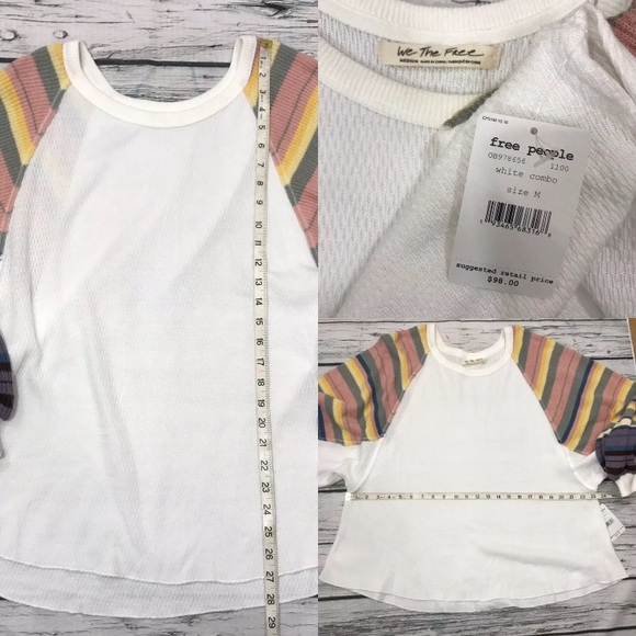 ⚡️SOLD⚡️Free People Top White Rainbow Dreams Tunic Blossom Long Sleeves Boho - Picture 6 of 8